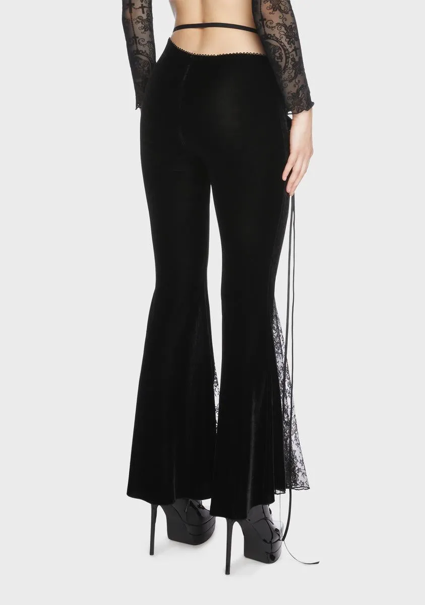 Gothic Vintage Sexy Velvet Lace Flared Trousers