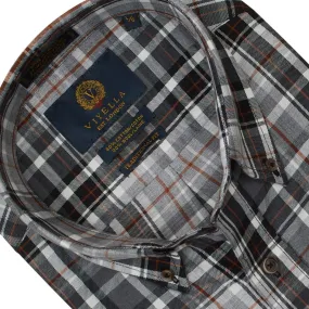 Heather Grey Plaid Men's Cotton & Wool Long Sleeve Button Down Shirts