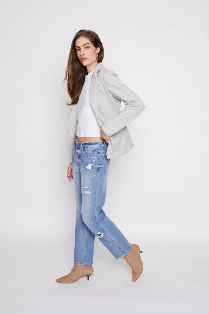 Helen Blazer in Ibiza & Heather Grey With Removeable Denim Insert