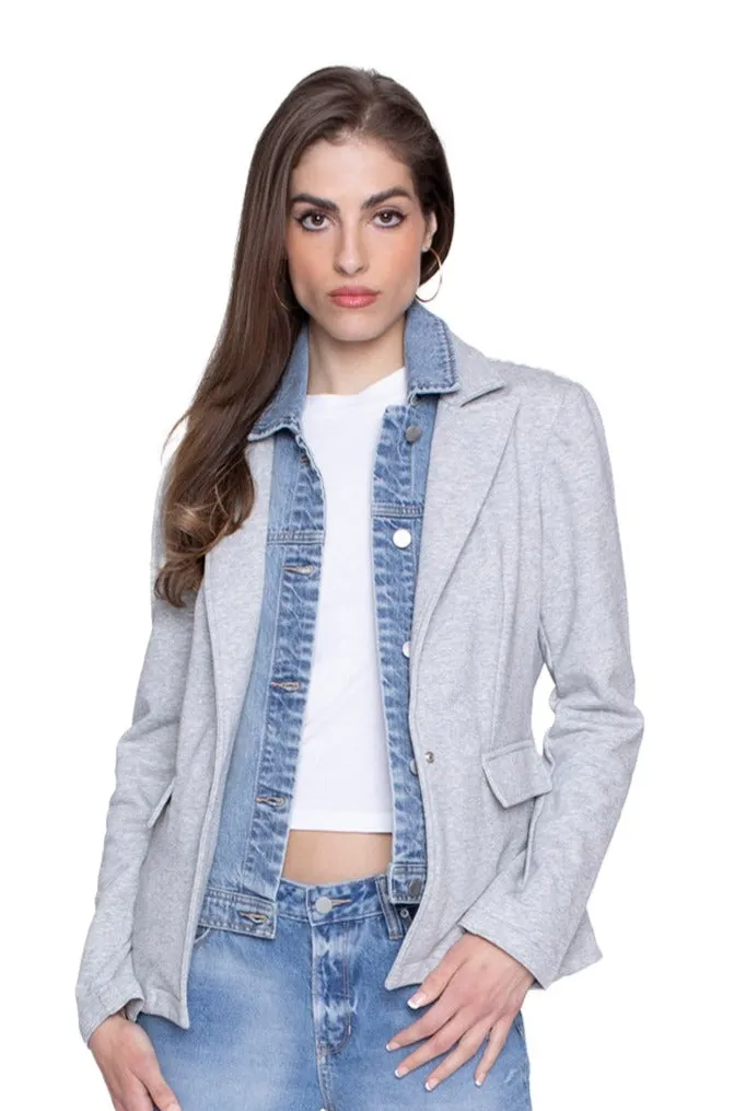 Helen Blazer in Ibiza & Heather Grey With Removeable Denim Insert