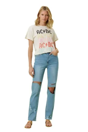 High Rise Distressed Wide Leg Jeans