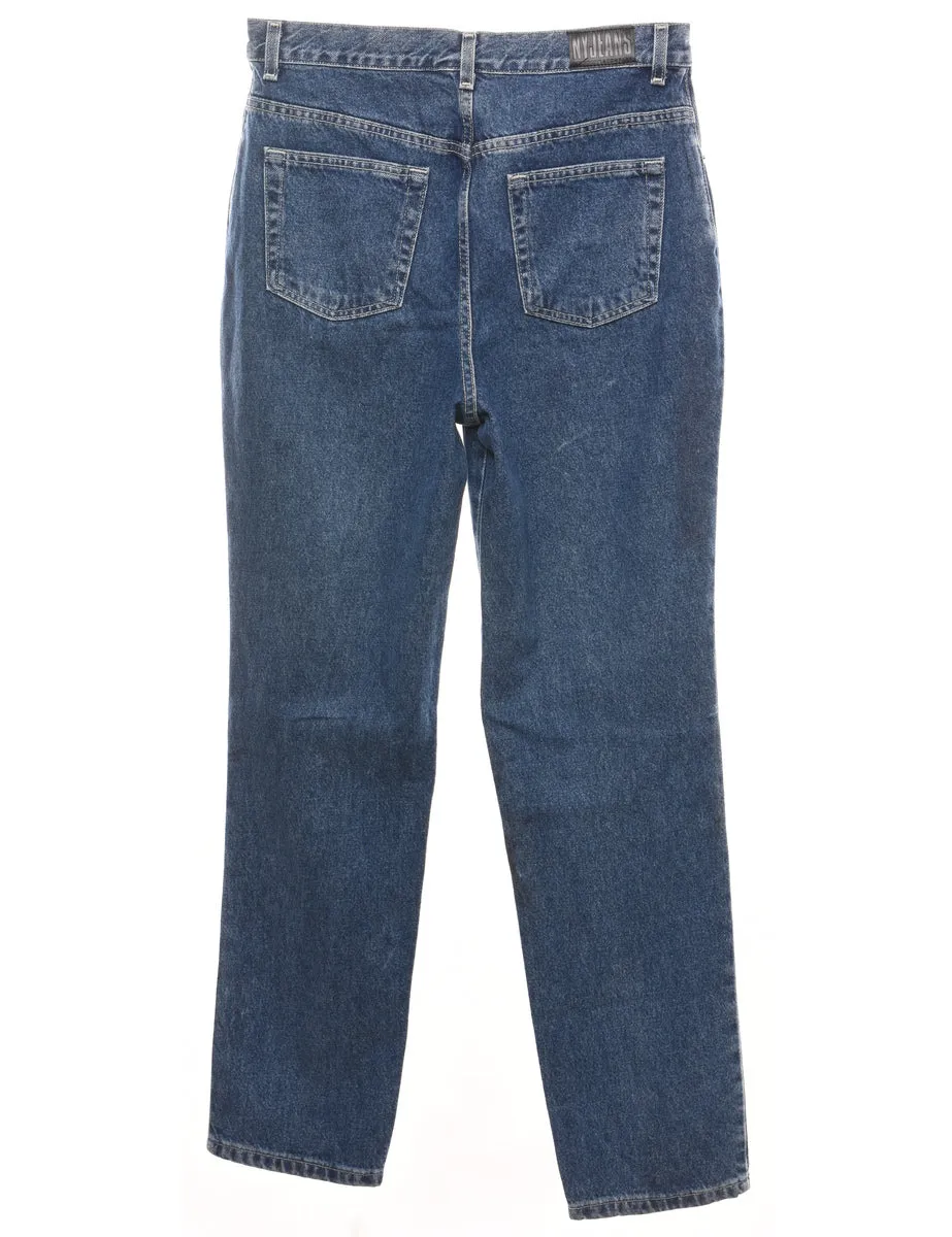 High Waist Medium Wash Tapered Jeans - W31 L30