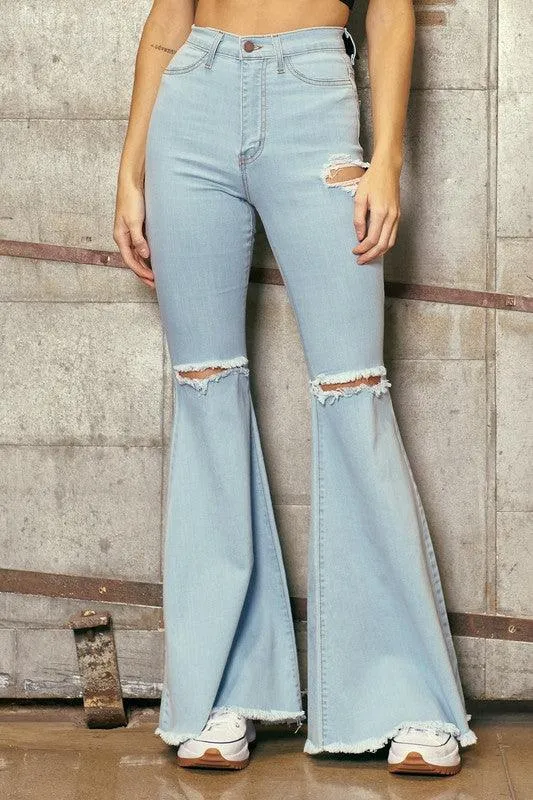 High-Waisted Flare With Distress Detail