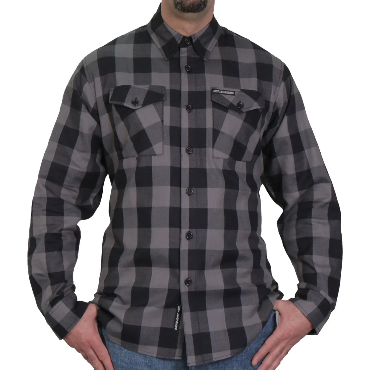 Hot Leathers FLM2001 Men's Black and Gray Long Sleeve Flannel Shirt