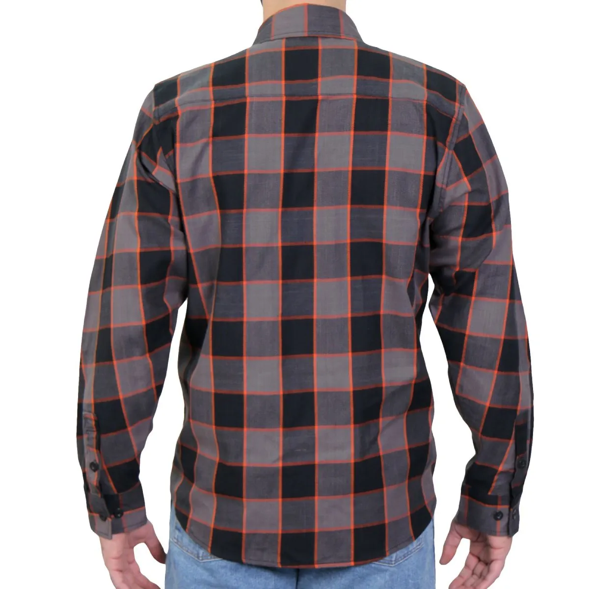 Hot Leathers FLM2020 Men's Black, Gray and Orange Flannel Long Sleeve