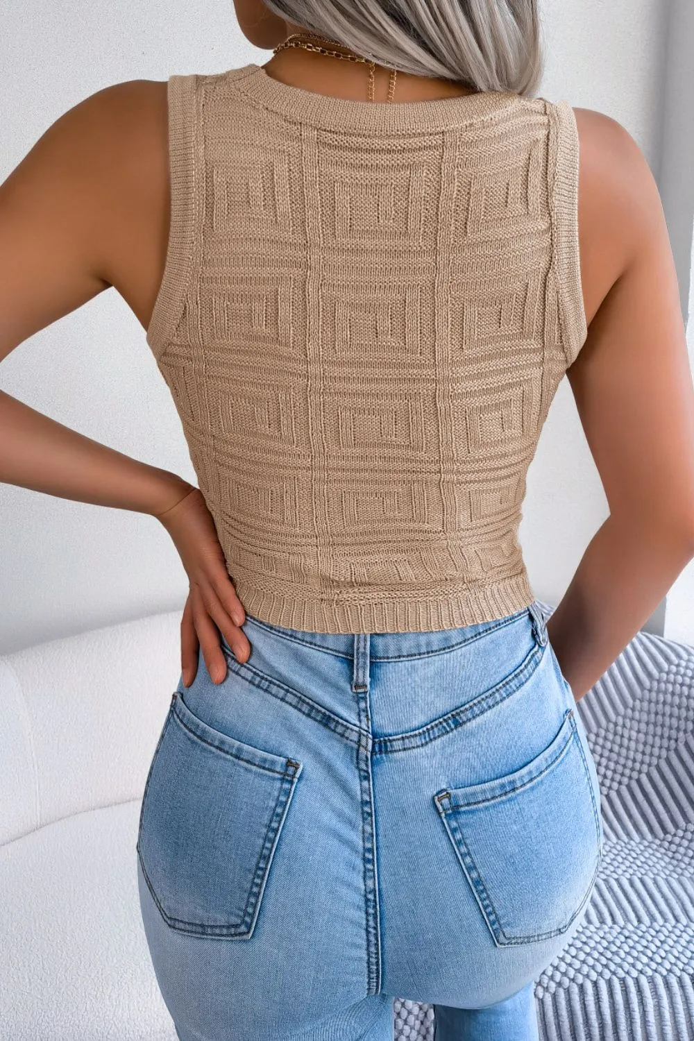 I'll Do Better Cutout Sleeveless Knit Top