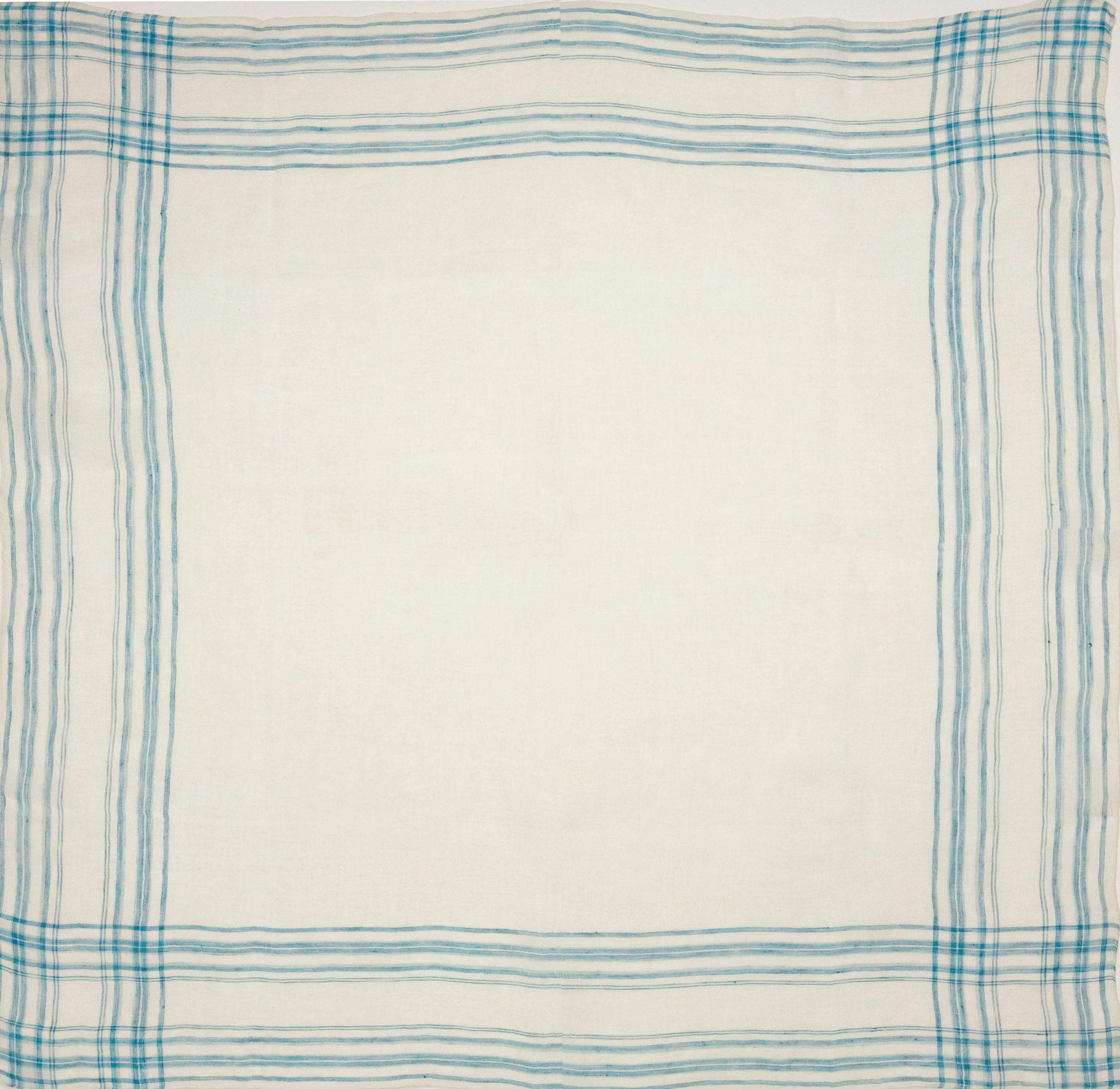 Indigo & White Linen Bordered Handkerchief