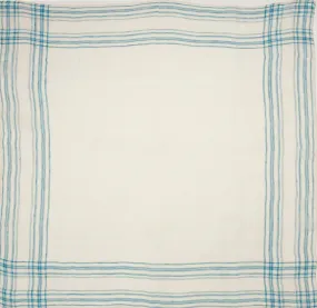 Indigo & White Linen Bordered Handkerchief