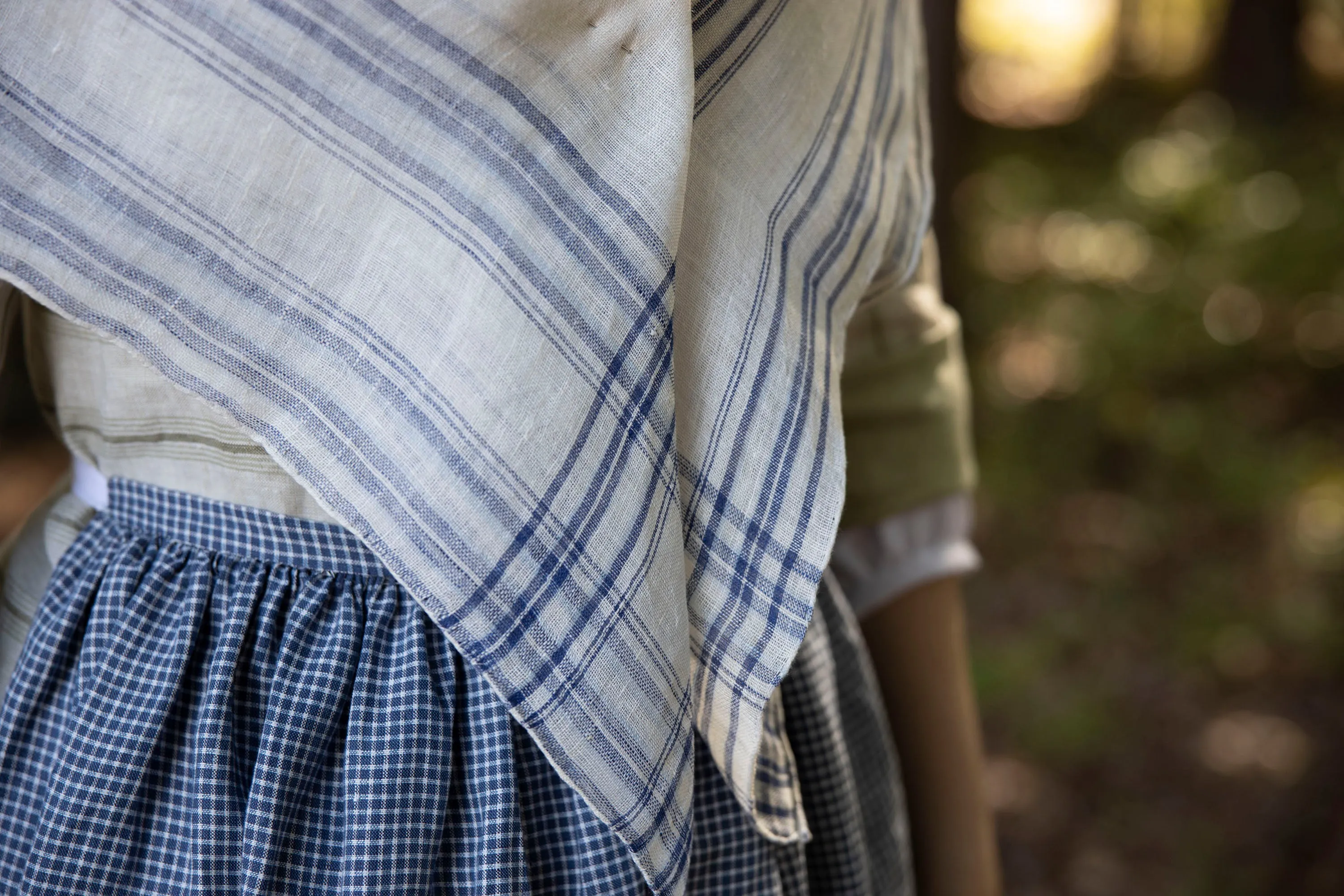 Indigo & White Linen Bordered Handkerchief