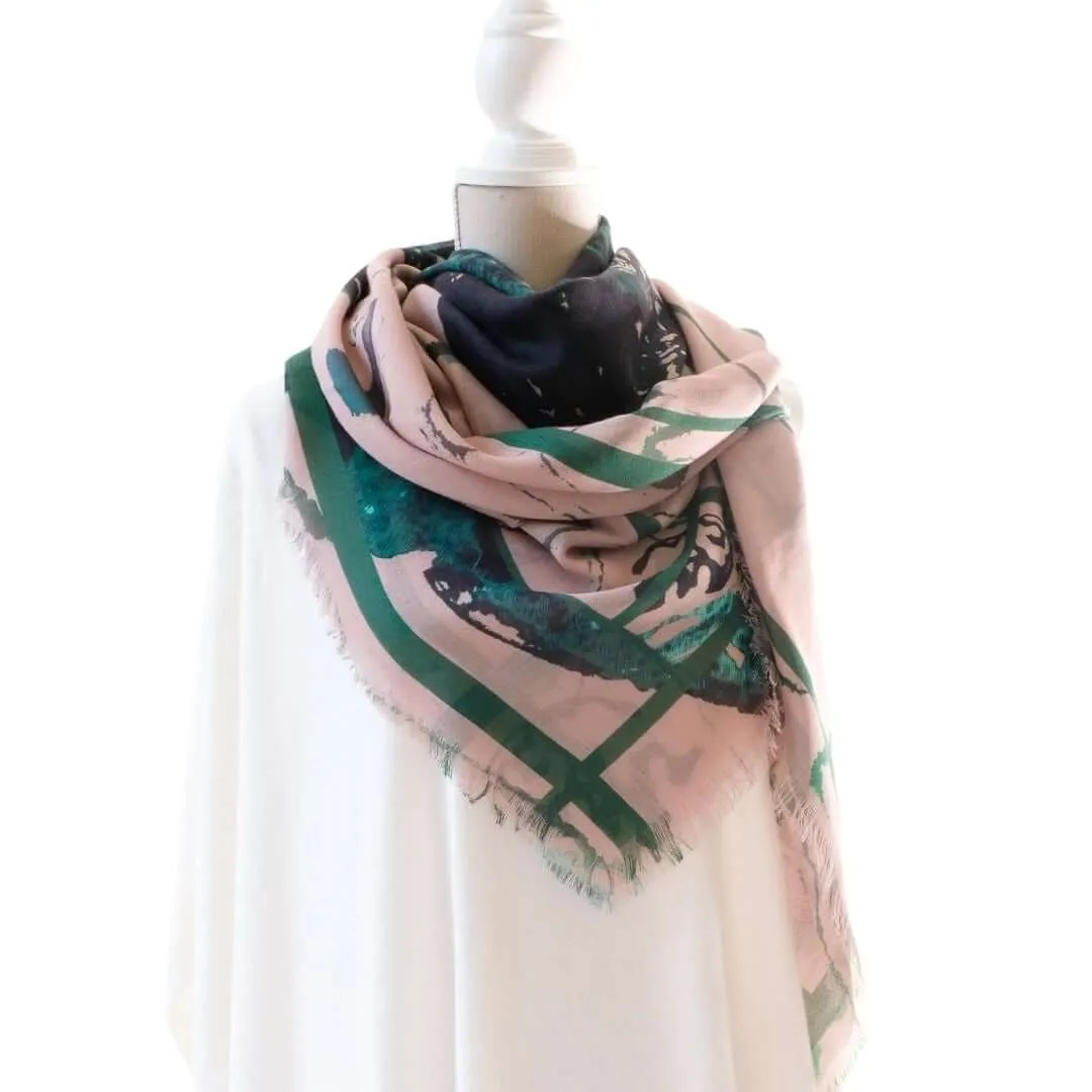 Japanese Orchid Cashmere & Silk Oversized Square Shawl