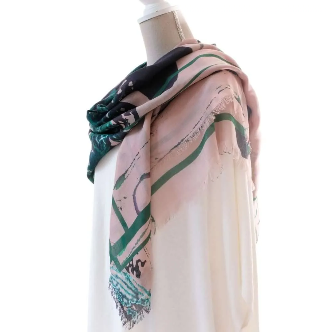 Japanese Orchid Cashmere & Silk Oversized Square Shawl