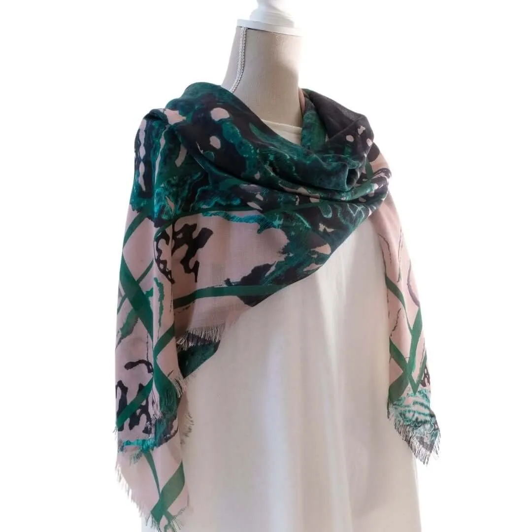 Japanese Orchid Cashmere & Silk Oversized Square Shawl