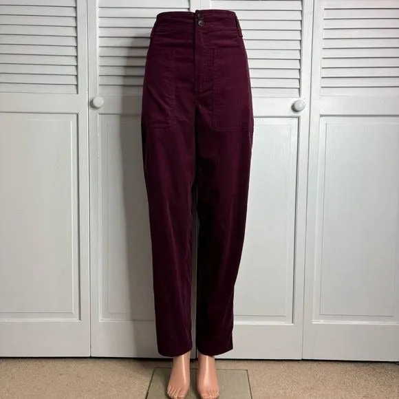 JOHNNY WAS Burgundy Cotton High Rise Corduroy Pants Size Medium