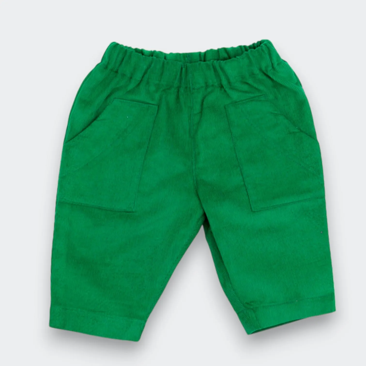 Kids' and Baby Cotton Corduroy Pants - Crayon Green with Front Pocket