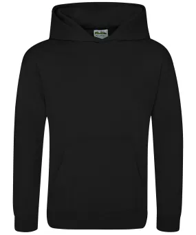 Kids Sports Polyester Hoodie Jet Black | AWDis Just Hoods