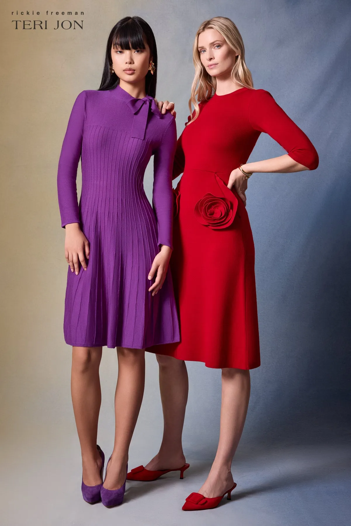 Knitted Merino Wool Dress With Tie Neck Detail