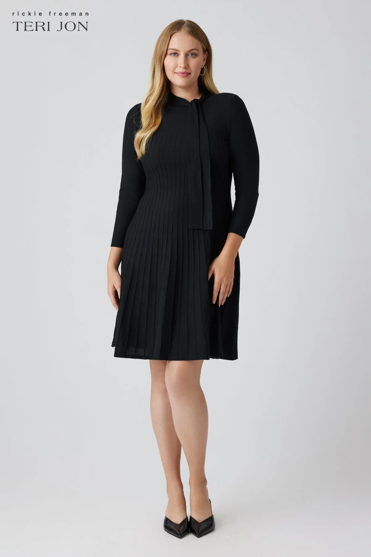 Knitted Merino Wool Dress With Tie Neck Detail