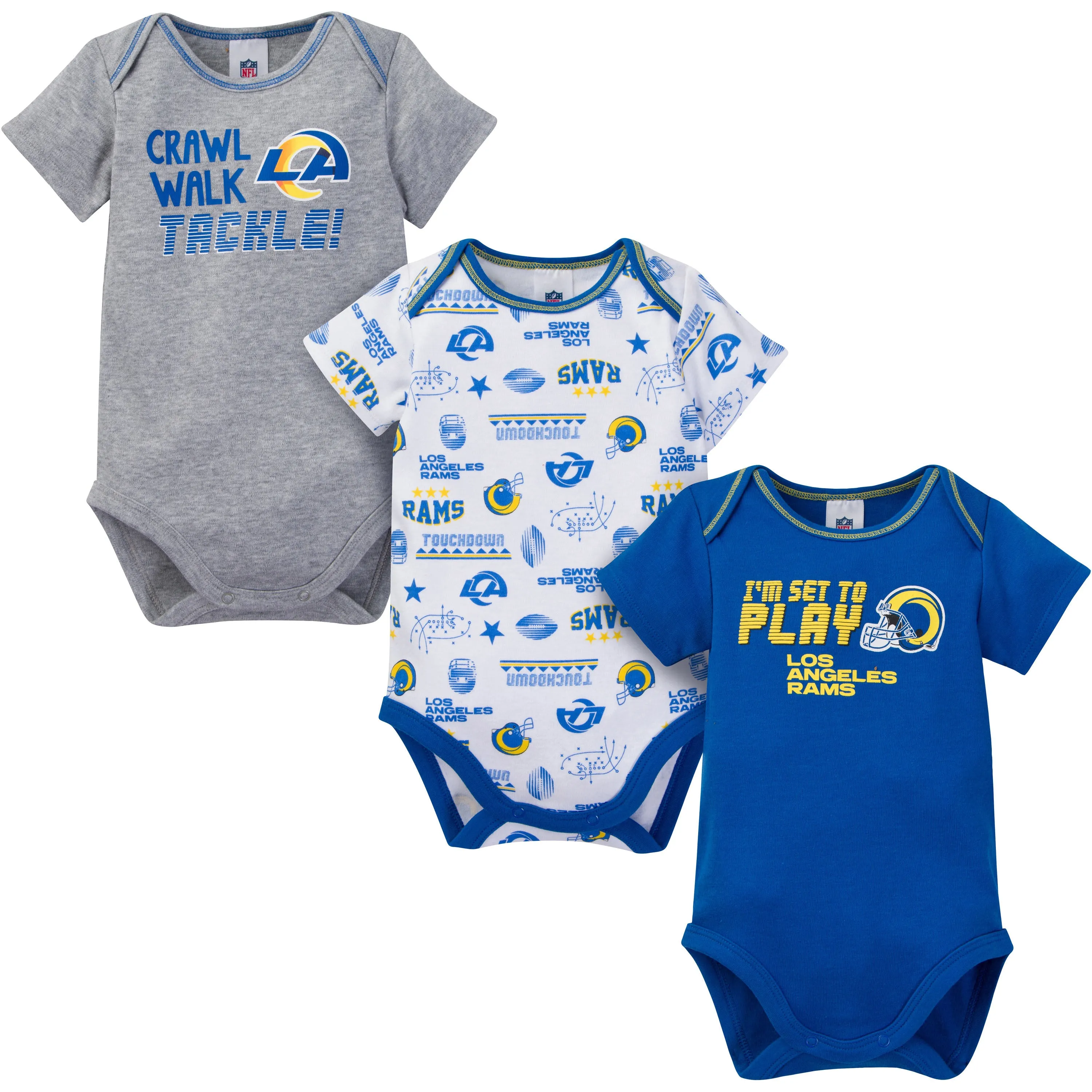 LA Rams All Set to Play 3 Pack Bodysuit Set