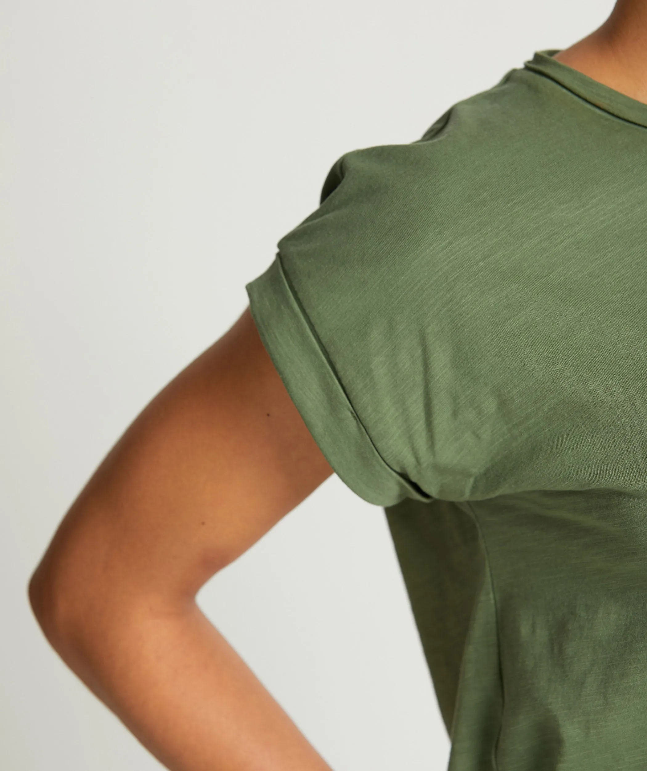 Ladies Cotton Slub Tee - Olive Green