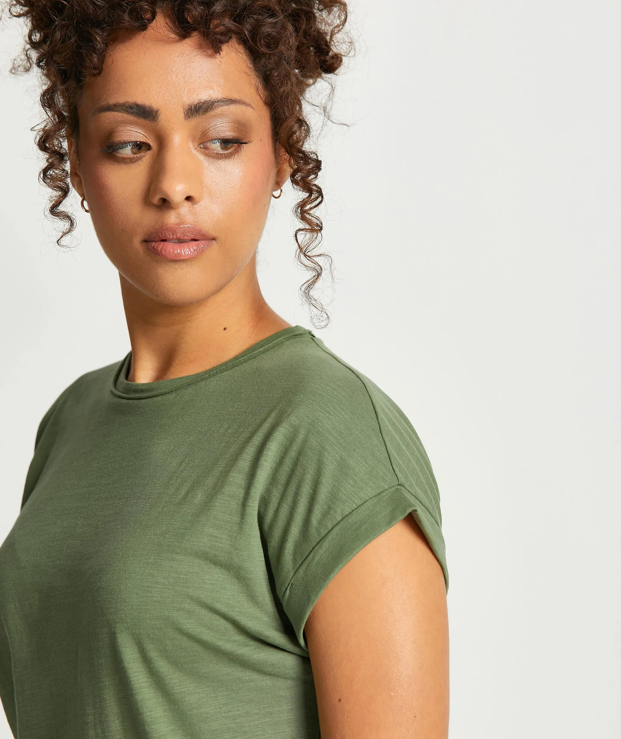 Ladies Cotton Slub Tee - Olive Green