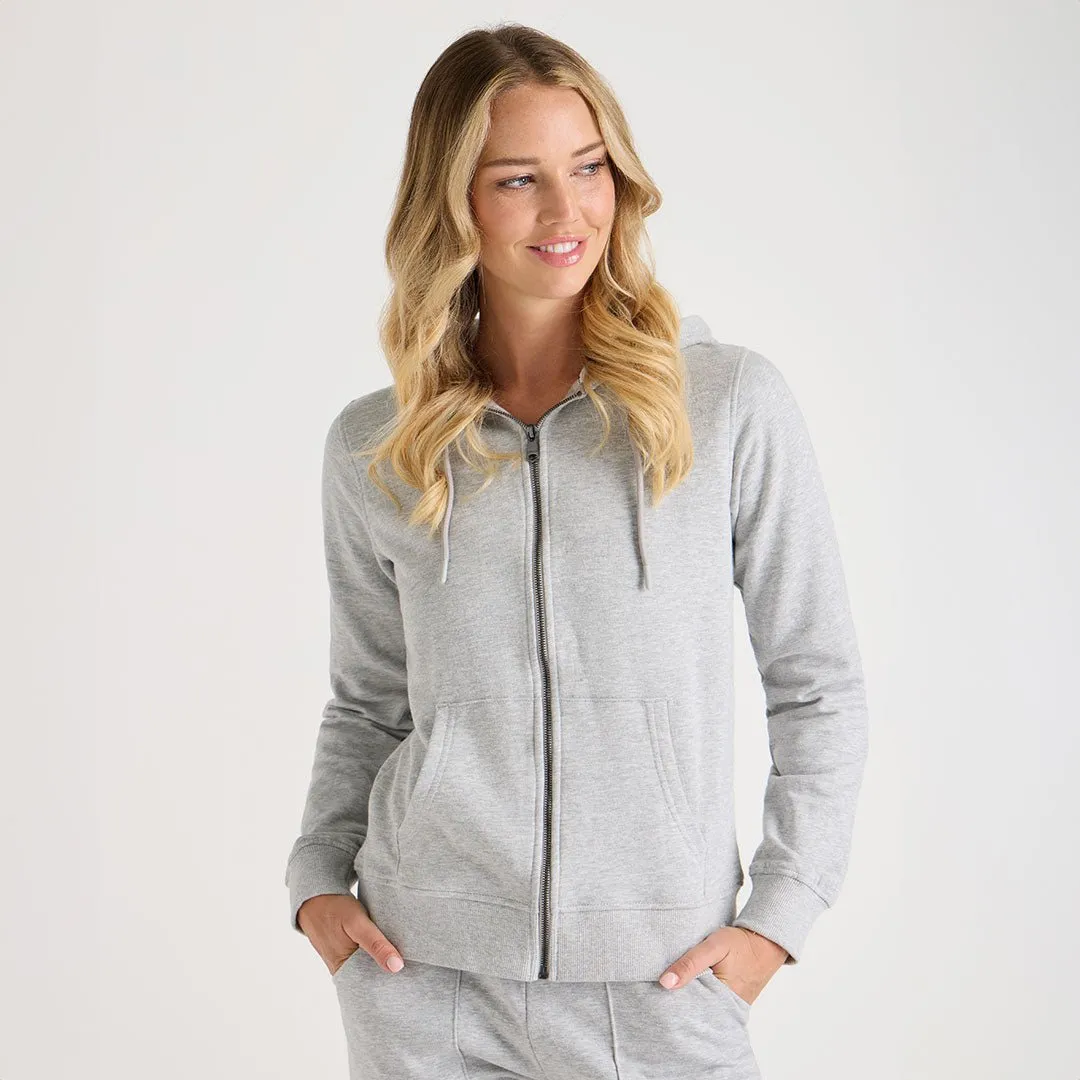 Ladies Grey Zip Thru Hoodie