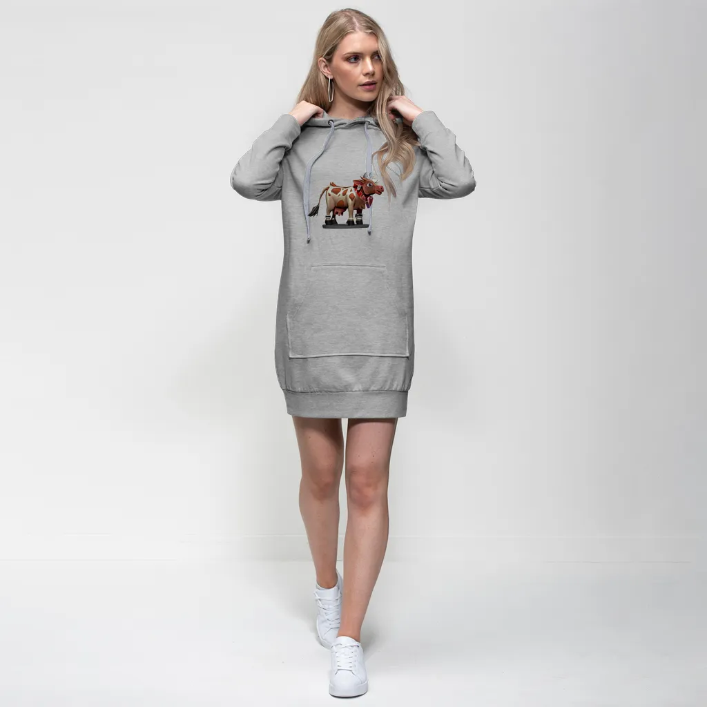 Light Brown Cow Premium Adult Hoodie Dress