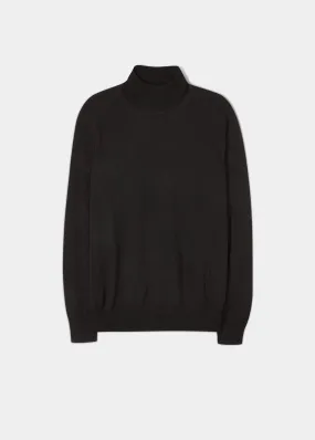 Linton Merino Wool Roll Neck Jumper in Black - Regular Fit