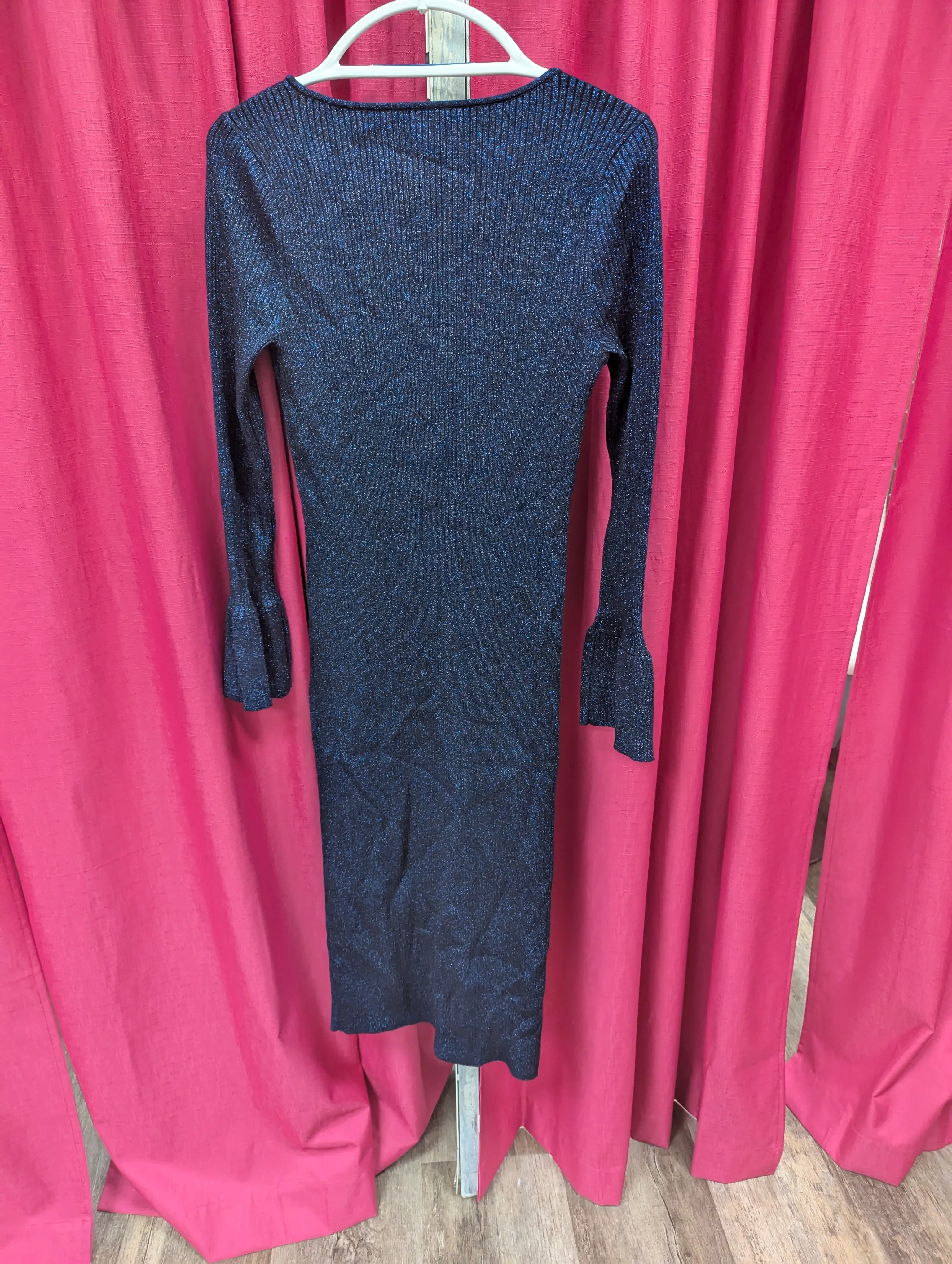 Loft, blue shimmer sweater dress. Size L. RS 29.