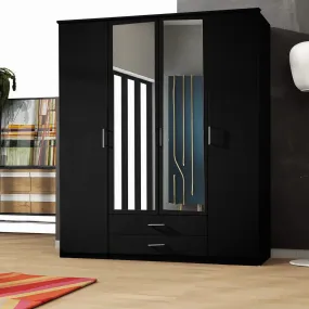 London 4-Door Wardrobe - Spacious and Elegant with Mirror Finish