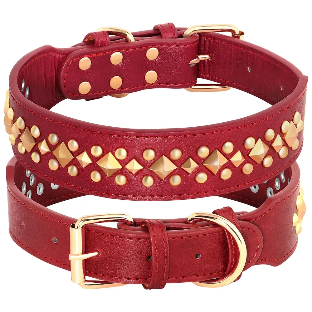 MACHO Pet - Leather Collar With Gold-Tone Studs