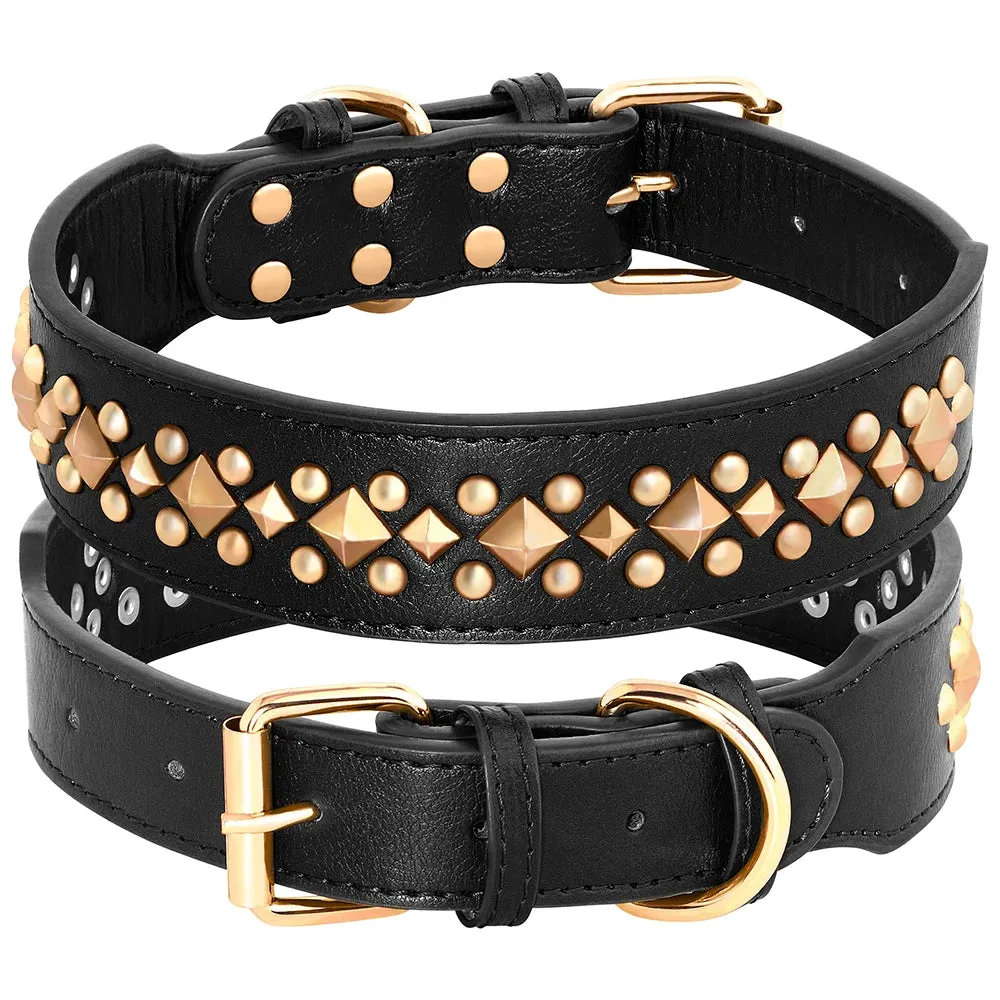 MACHO Pet - Leather Collar With Gold-Tone Studs