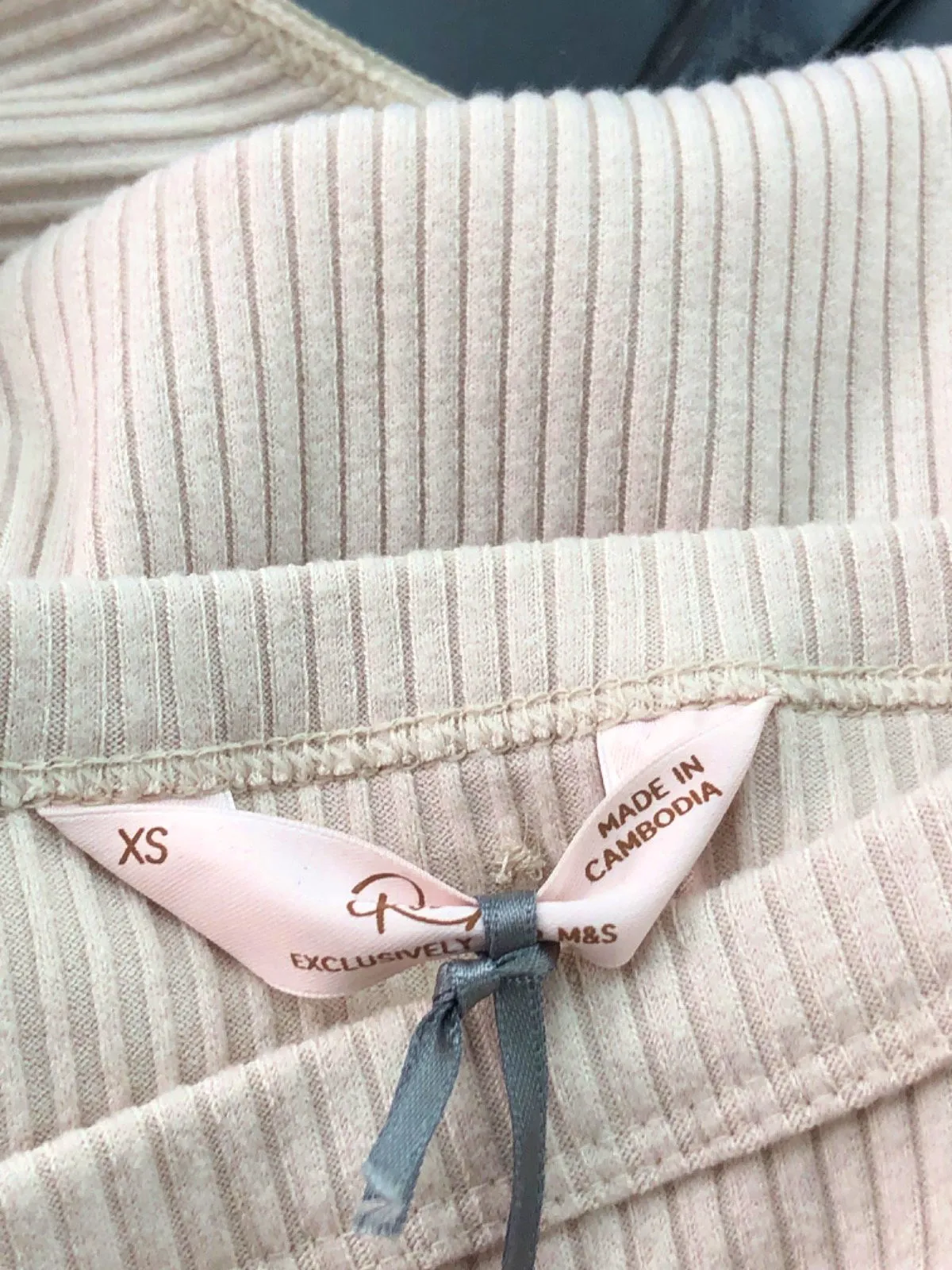 M&S Beige Ribbed Bodysuit UK XS