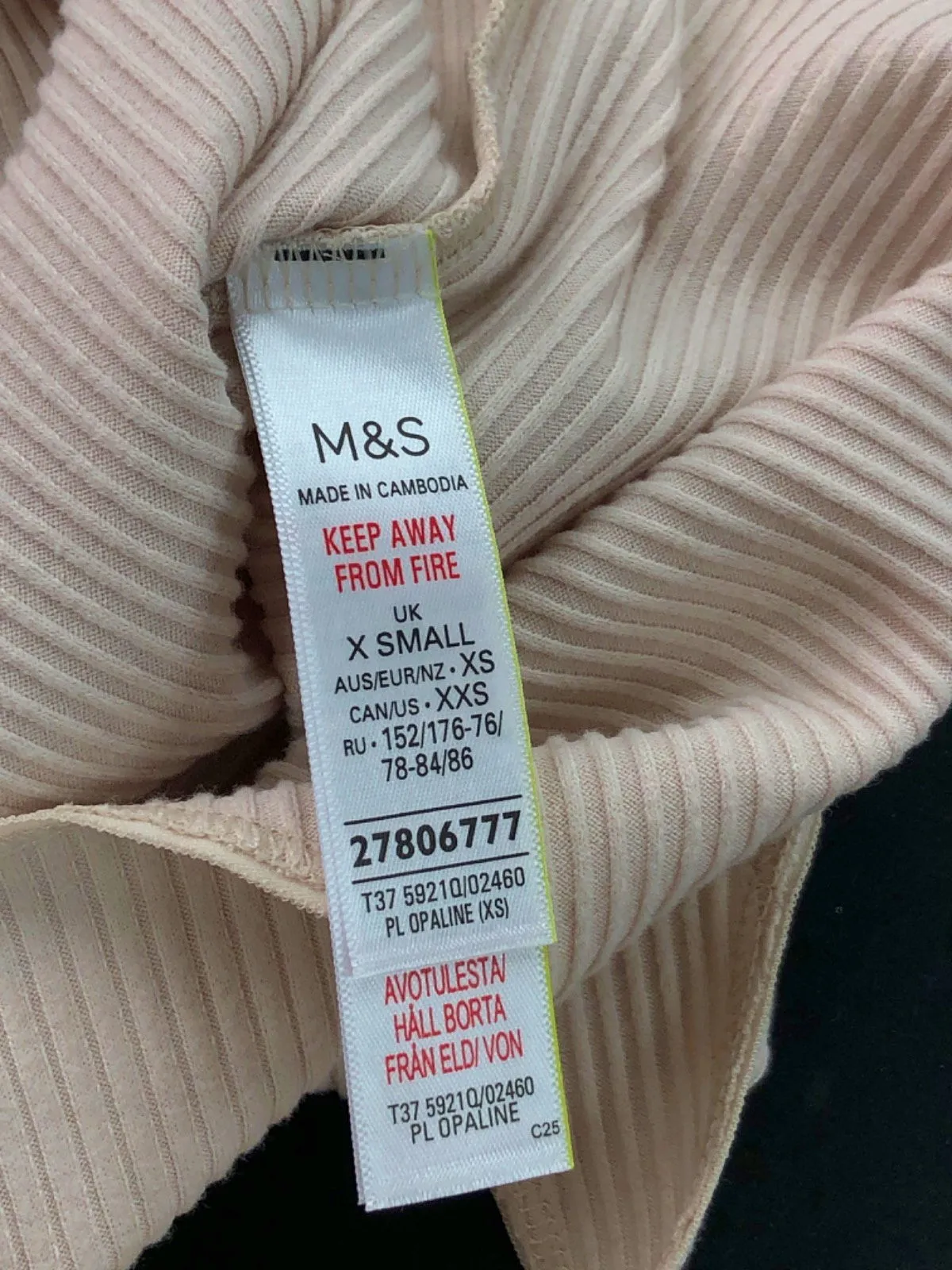 M&S Beige Ribbed Bodysuit UK XS