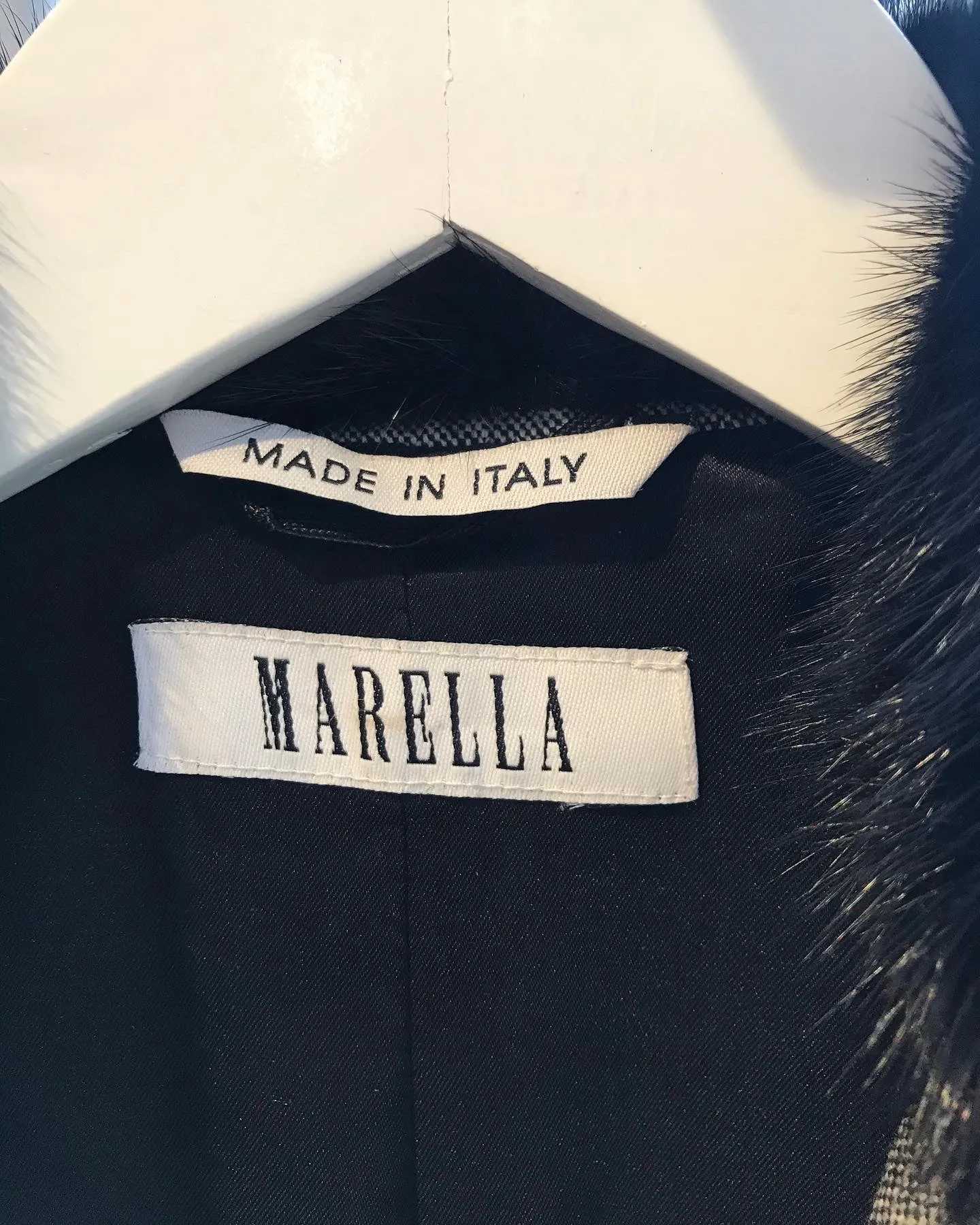 MARELLA Wool Blend Blazer With Detachable Mink Fur Collar