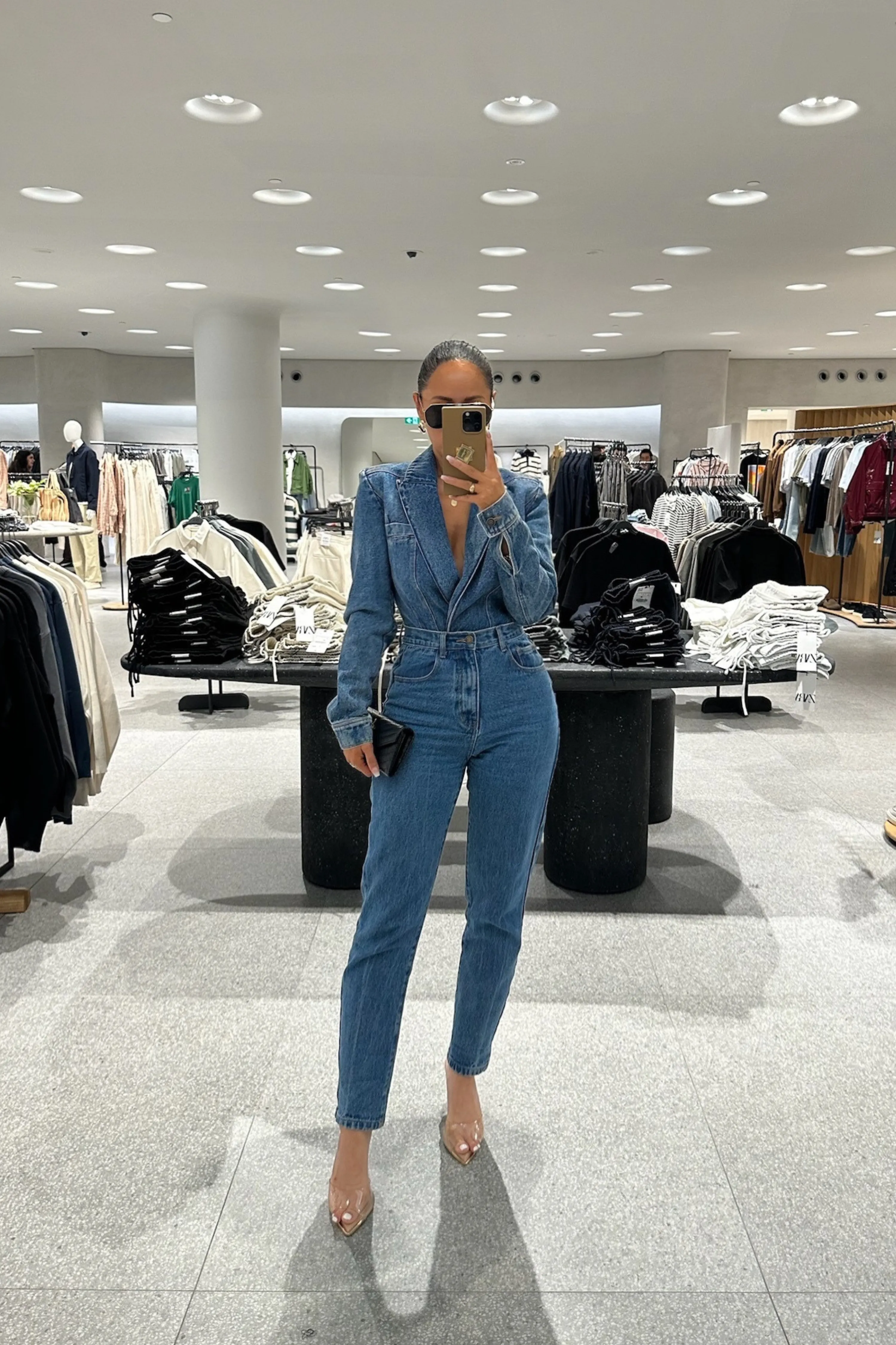 Medium Wash Dominica Structured Denim Bodysuit