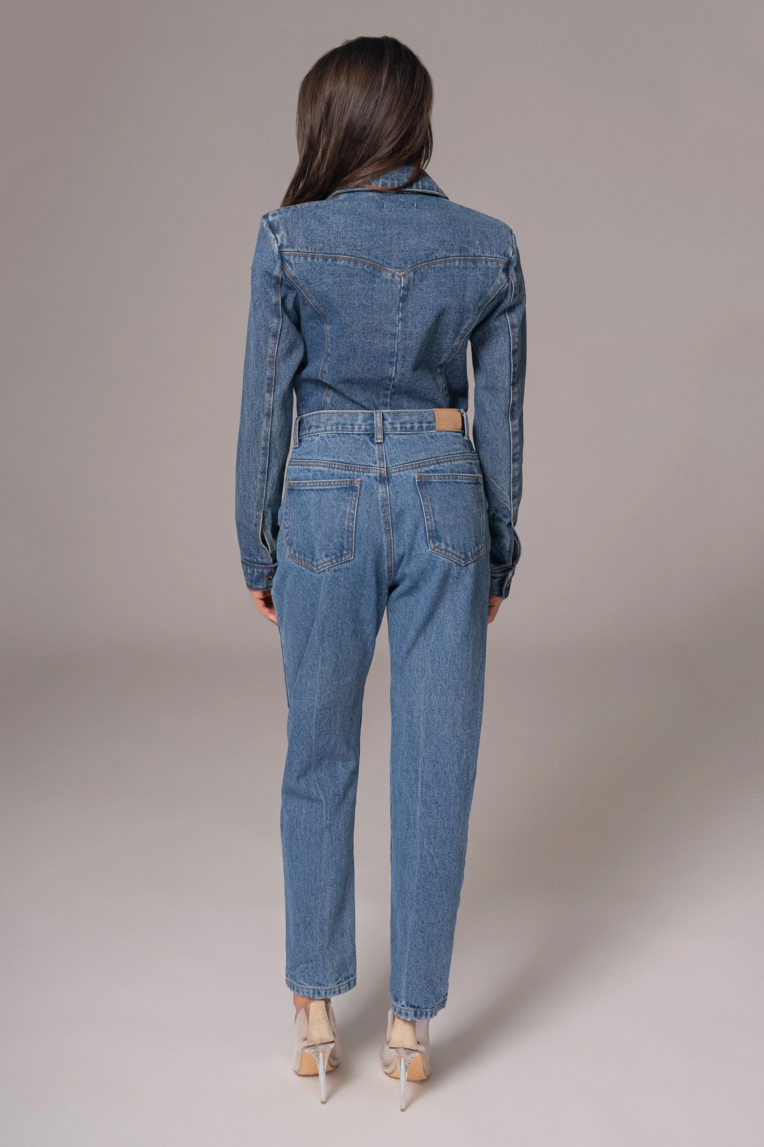 Medium Wash Dominica Structured Denim Bodysuit