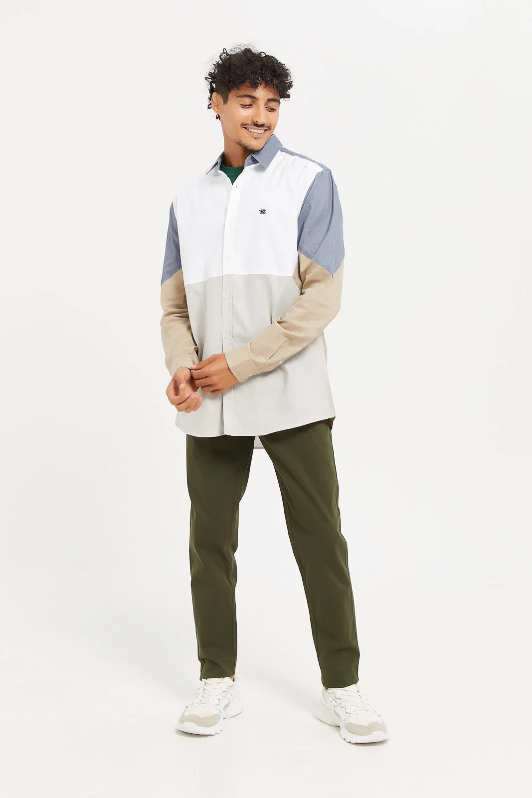 Men Multicolour Cut & Sew Panel Shirt