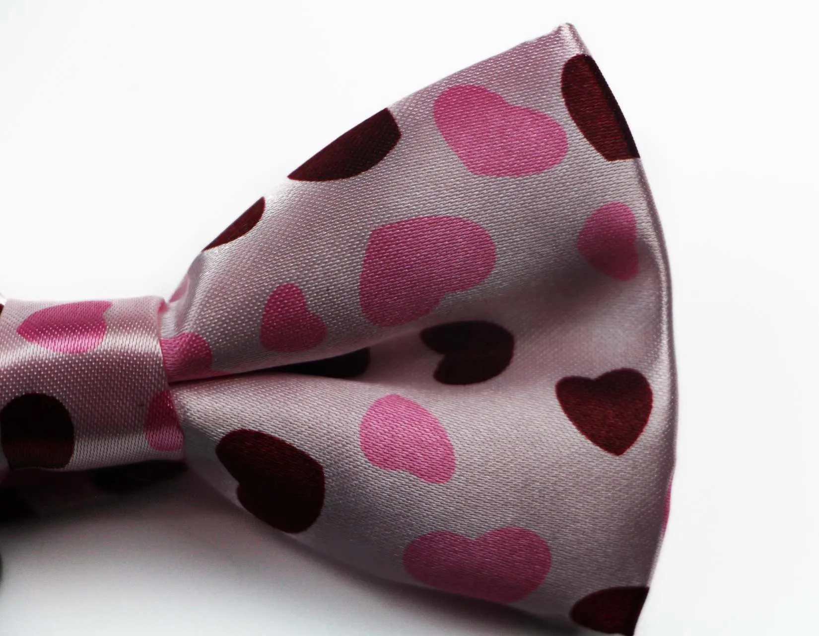 Mens Light Pink With Love Hearts Patterned Bow Tie