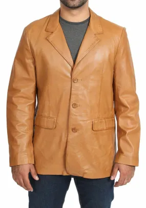 Men's THREE BUTTON Leather Blazer TB003