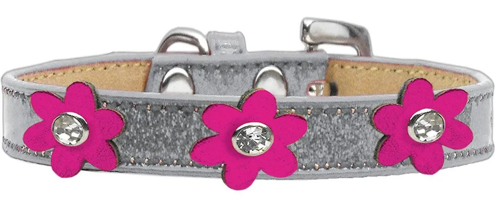 Metallic Flower Ice Cream Collar Silver With Metallic Pink Flowers Size 12