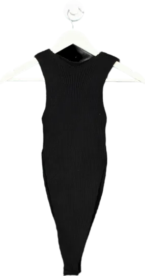 MissyEmpire Black Ribbed Bodysuit with Separate Sleeves UK 14