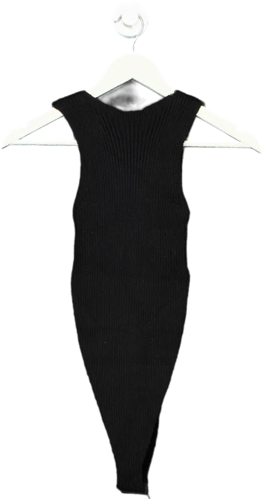 MissyEmpire Black Ribbed Bodysuit with Separate Sleeves UK 14