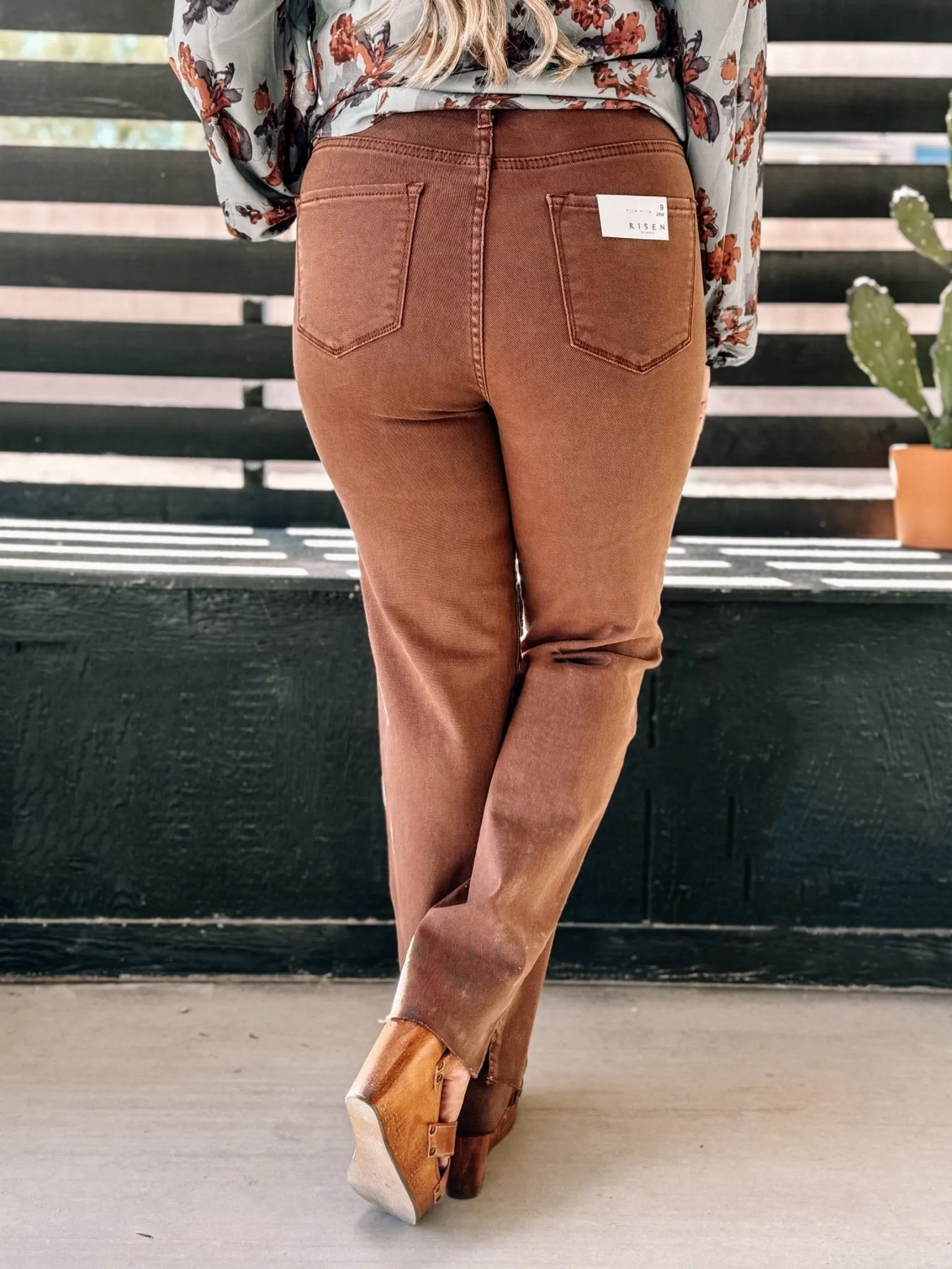 Mocha Bliss High Rise Straight Denim Jean