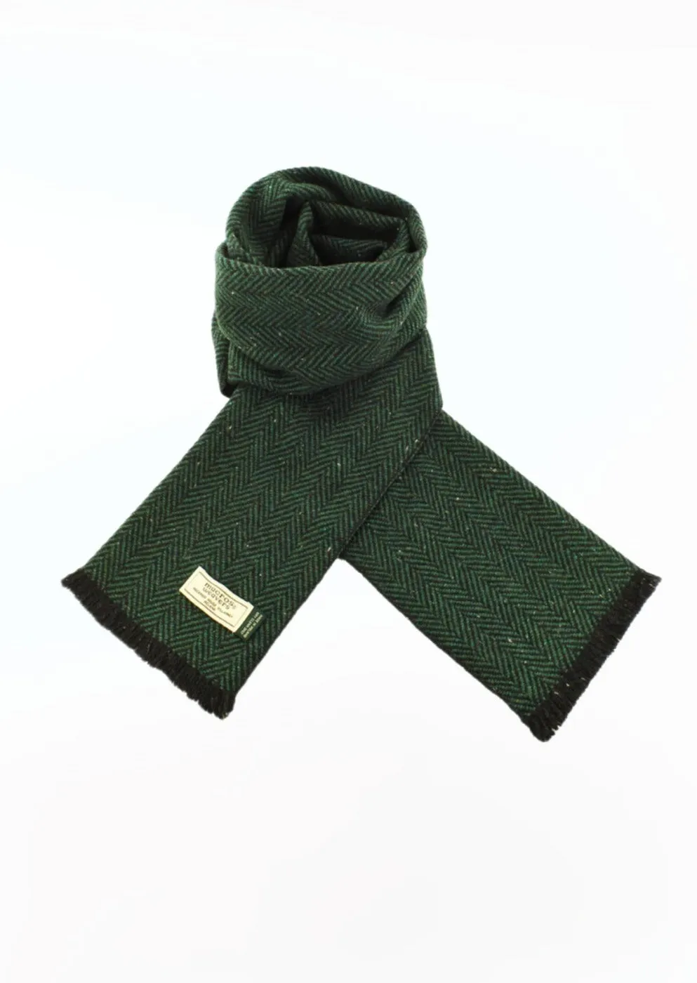 Mucros Donegal Scarf | Green Herringbone