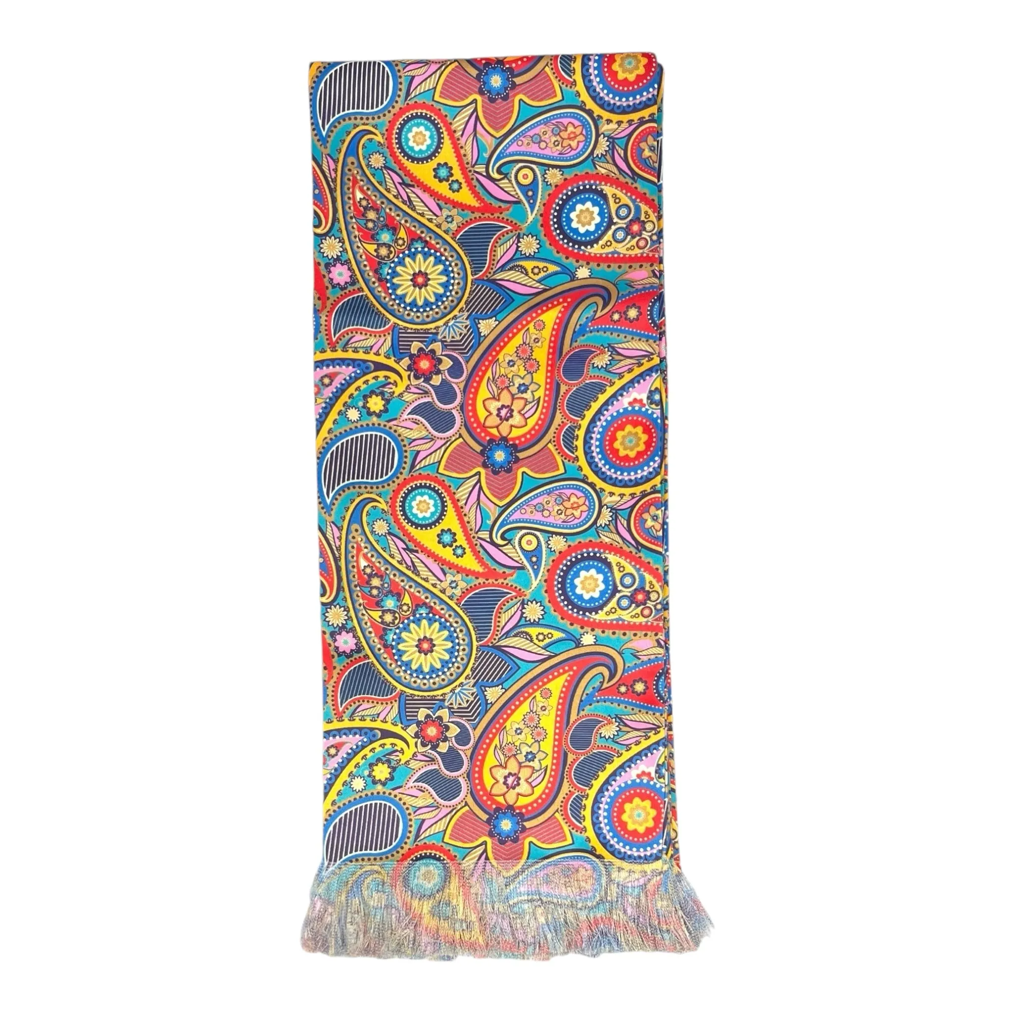 Multicolor Paisley  Printed Scarf With Pocket Square