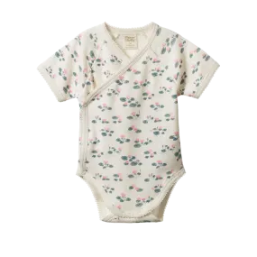 Nature Baby - Short Sleeve Kimono Bodysuit - Waterlilies Print