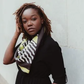 Neon yellow and black geometric Silk Scarf