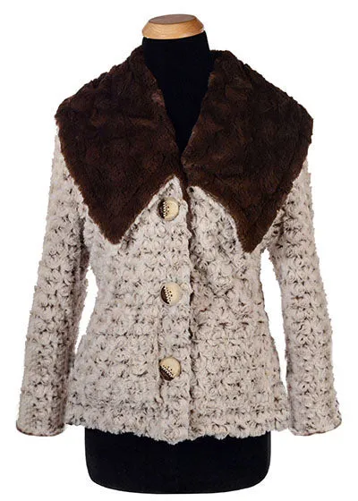 Norma Jean Coat, Reversible - Rosebud Brown Faux Fur with Cuddly Fur in Chocolate (Only Small Left!)