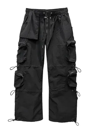 Nylon Parachute Pants- BLACK