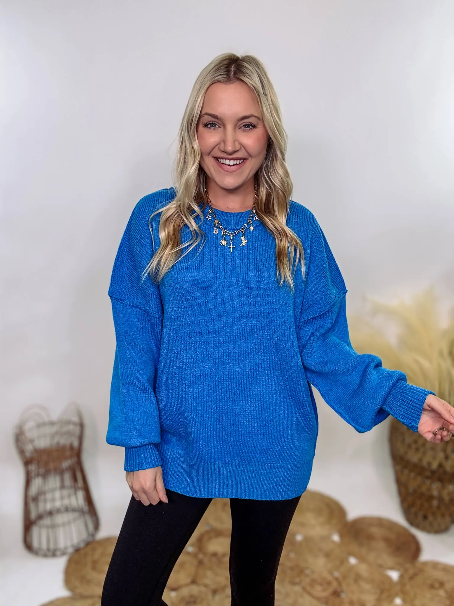 Ocean Blue Oversized Sweater